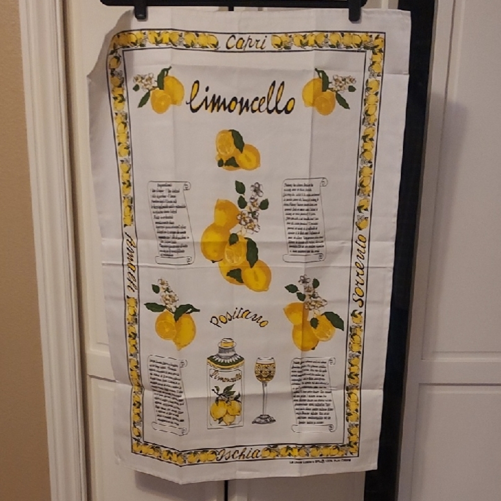 Italian Dish Towel Tea Towel Wall Hanging Lemon Limoncello Theme